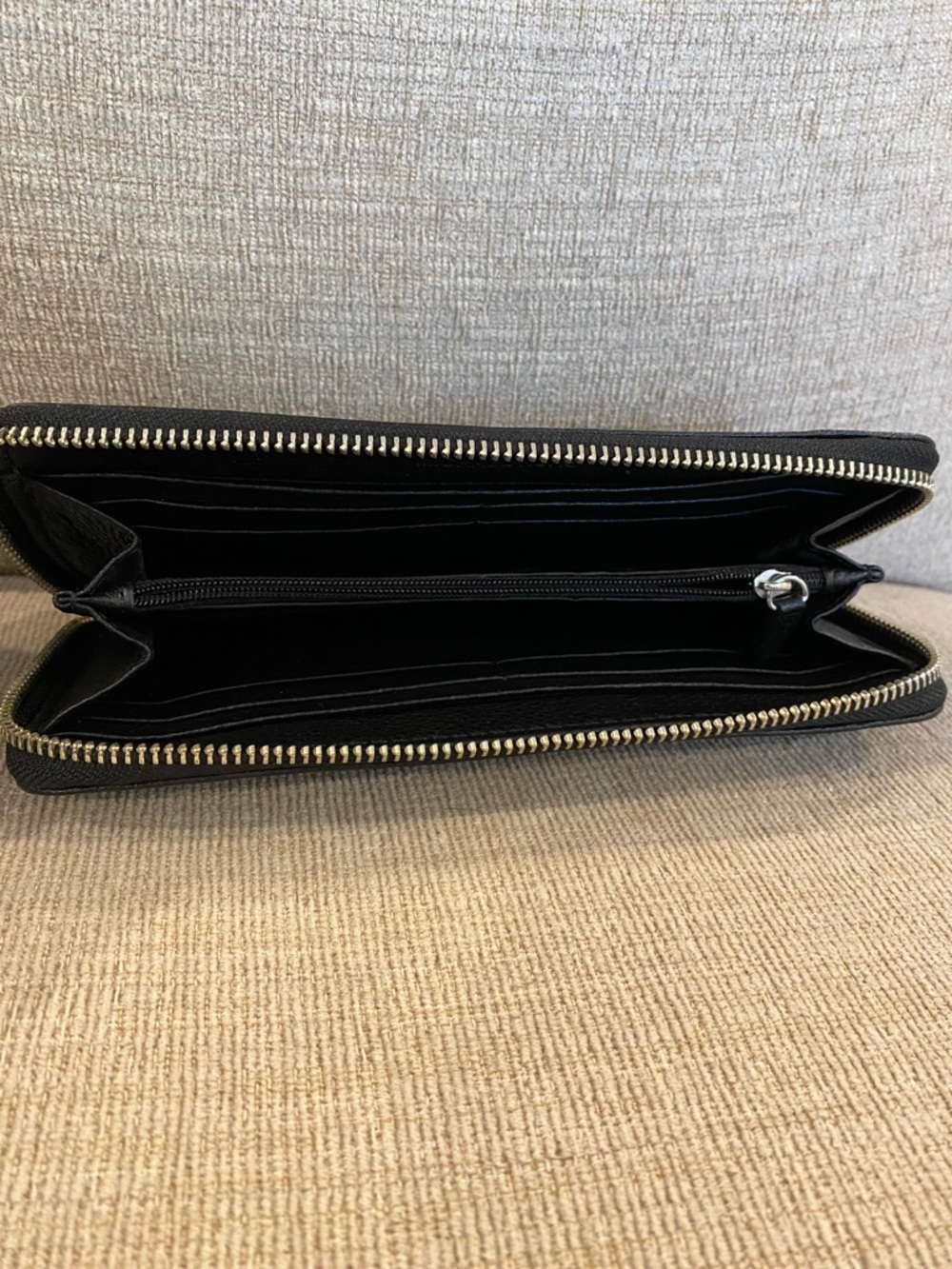 Michael Kors Black Pebbled Leather Zip-Around Wallet with Silver Plaque - Picture 2 of 5